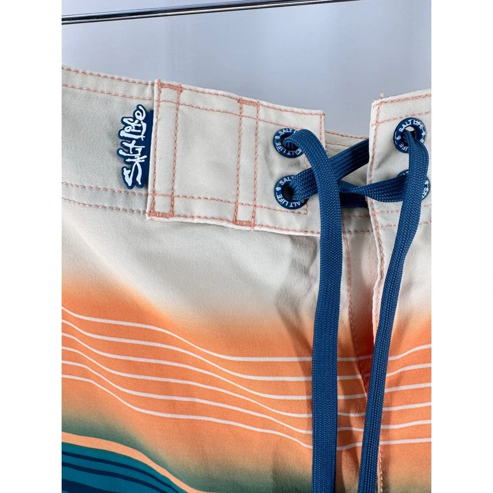 Salt Life Vapor Stretch Board Shorts Mens‎ 38 Orange Blue SLX QD Camo Swim